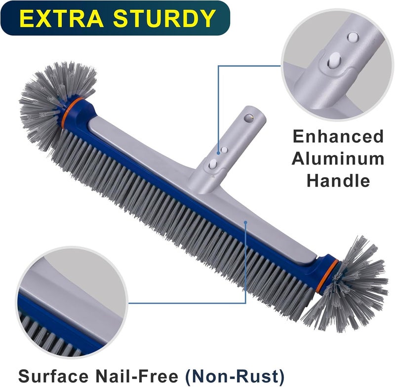 POOLAZA 360 Degree Pool Brush - Heavy Duty, Premium Bristle & Aluminum Handle for Inground & Above-Ground Pools - Image 4